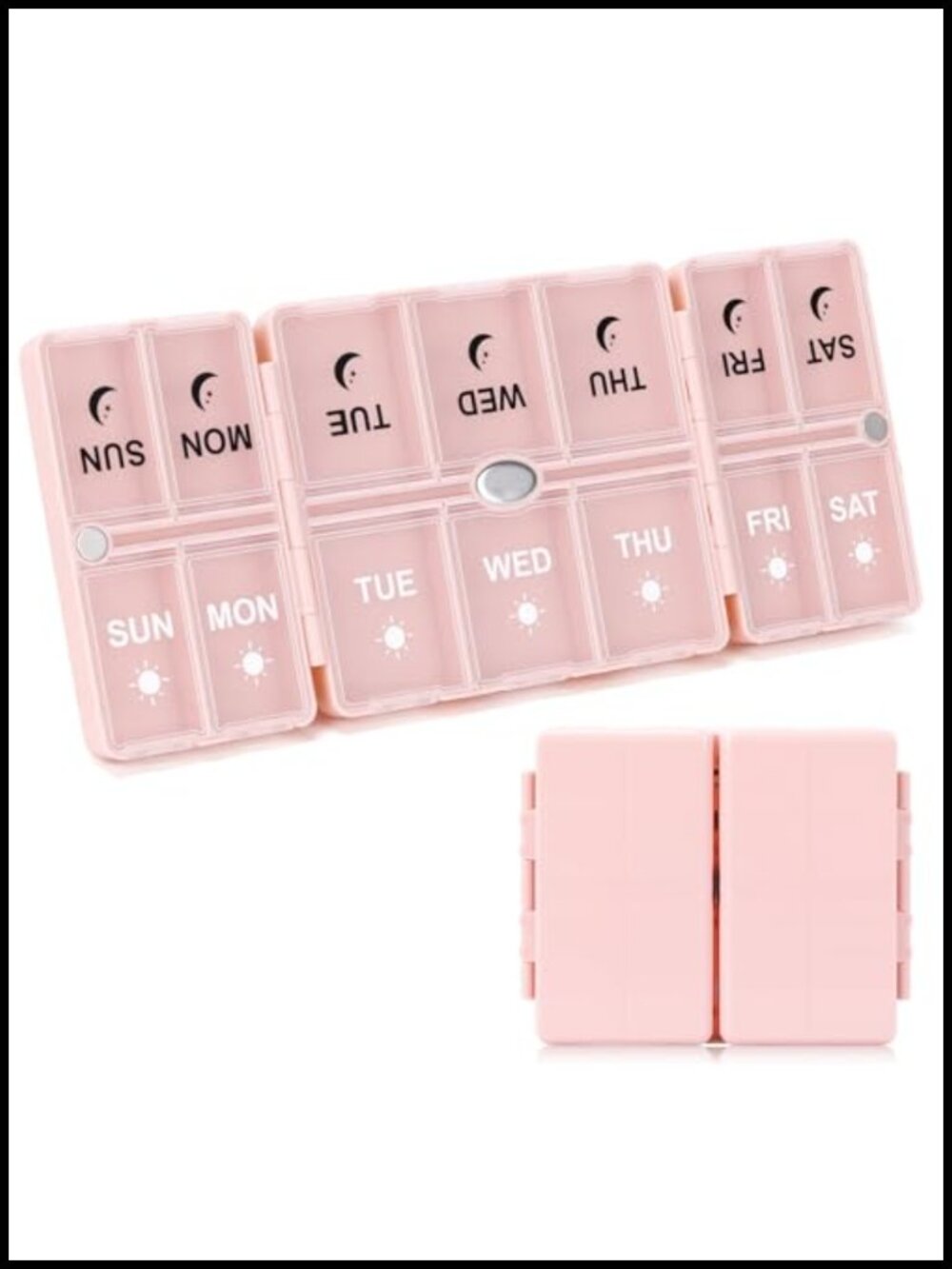 Travel Pill Organizer 14 Compartments Small Pill Box Medicine Case